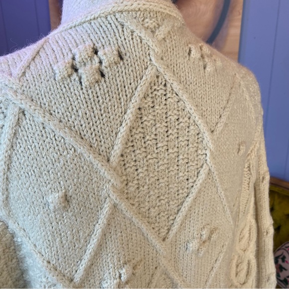 ❌SOLD🏷️Le Superbe Bohemian Knit Duster Sweater Cardigan Coat in Cream Size Small - Picture 9 of 11
